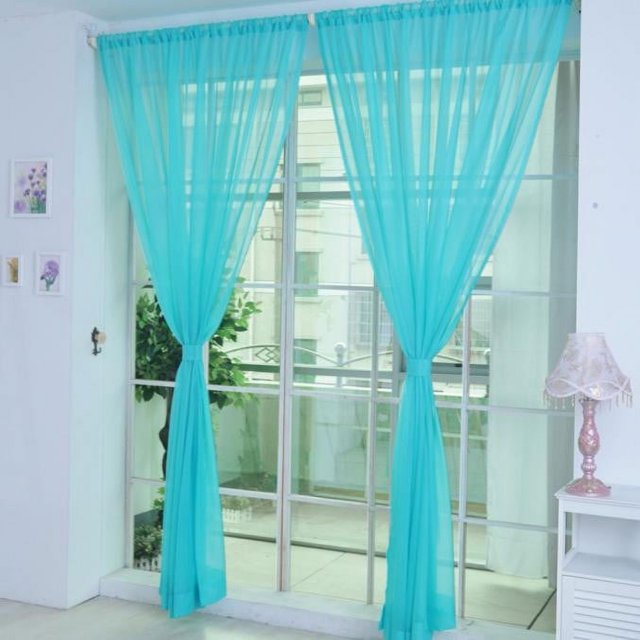 TIMIFIS Décoration pour la Maison 2 Pcs Tulle Uni pour Porte et Fenêtre Rideau Drapé Panneau Voilage Foulard Cantonnières DecorFall