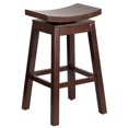 thumbnail image 1 of 30'' High Saddle Seat Cappuccino Wood Barstool with Auto Swivel Seat Return, 1 of 4