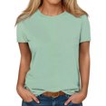 thumbnail image 2 of AherBiu Plus Size Womens T Shirts Crew Neck Loose Fitting Tshirts Casual Short Sleeve Solid Color Basic Tees, 2 of 5