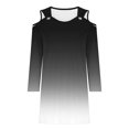 thumbnail image 4 of Robes de Travail Robe à Épaules Dénudées pour Femmes Automne Manches Longues Col en V Ligne A Mini Robe Soleil Tunique Robes Robe Patchwork S-29 Noir P, 4 of 5