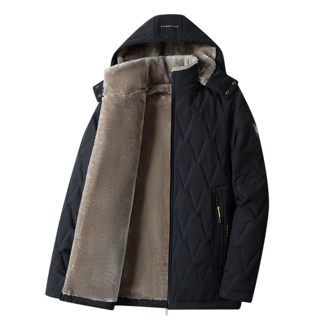 Windproof Jacket men Solid Casual Thicken Hooded Zipper Winter Keep Warm Windproof Jacket Coats