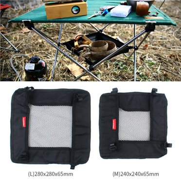 mmirethe Panier Suspendu de Rangement pour Table Pliante d'Extérieur Support Polyvalent Sac de Camping Filet de Finition pour Chaise Cintre de Table de Pique-Nique Panier de Rangement Noir