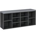 thumbnail image 1 of Gymax Entryway Padded Shoe Storage Bench 10-Cube Organizer Bench Adjustable Grey, 1 of 10