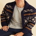 thumbnail image 3 of Men Winter Zipper Sweaters Geometric Print Long Sleeve Knit Cardigan Casual Knitted Jumpers Fall Sweater Jackets, 3 of 8
