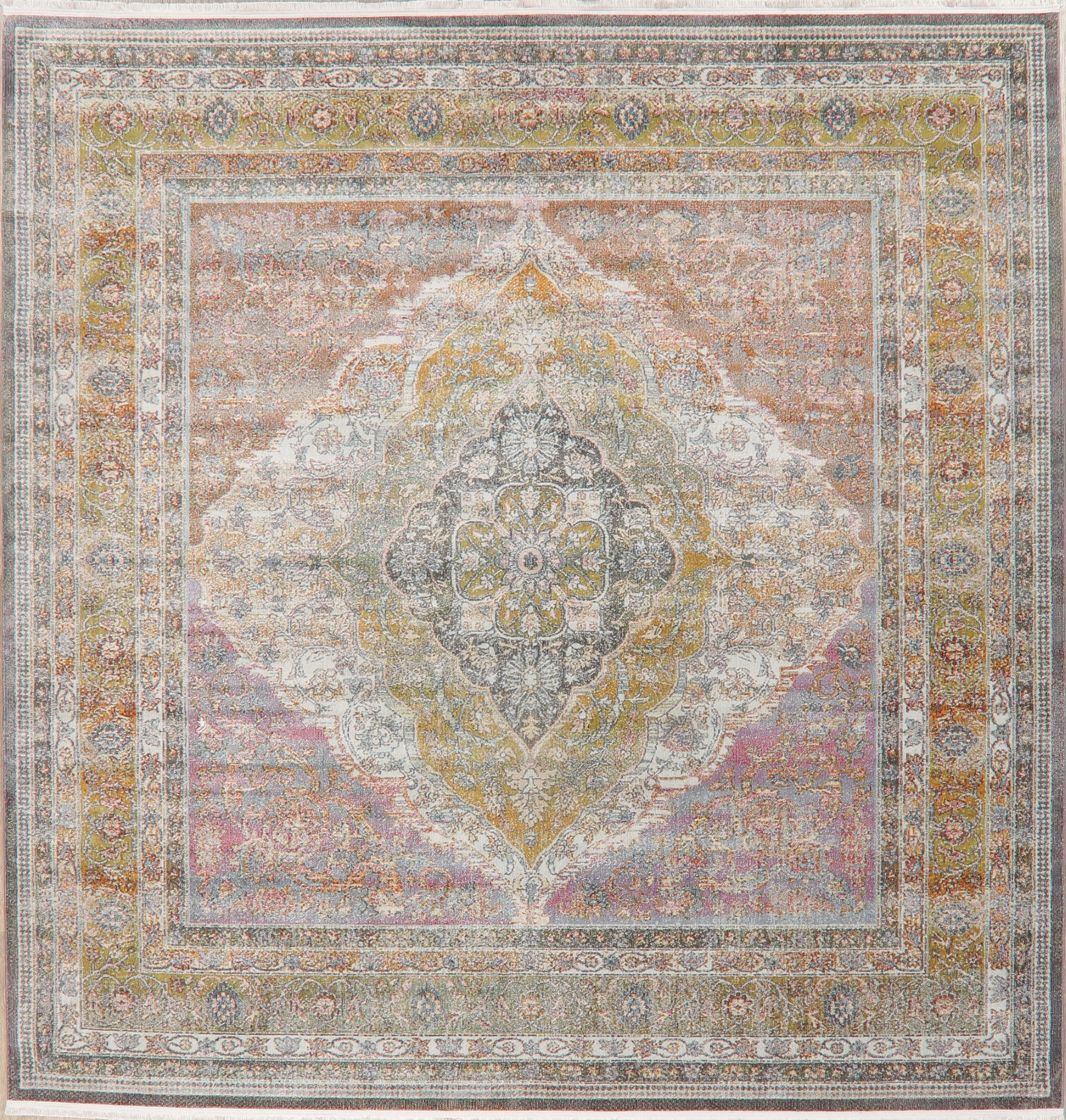 Turkish Oriental Distressed Ivory Area Rug Floral Carpet