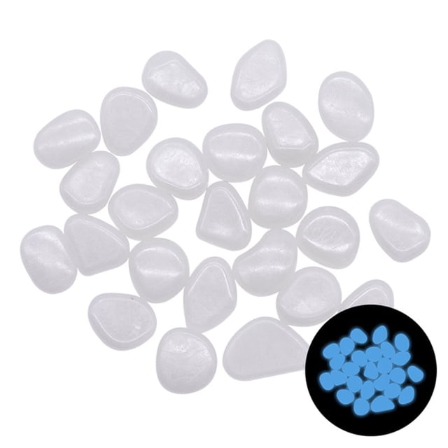 AMERTEER 100PCS Solar Glow Rocks Luminous Cobblestones Glow in the Dark Luminous Pebbles Solar Powered Glowing Stones