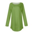 thumbnail image 4 of Mefallenssiah Womens Round Neck Solid Color Fall Blouses Fashion Smocked Long Sleeve Shirts Tops Green S, 4 of 5