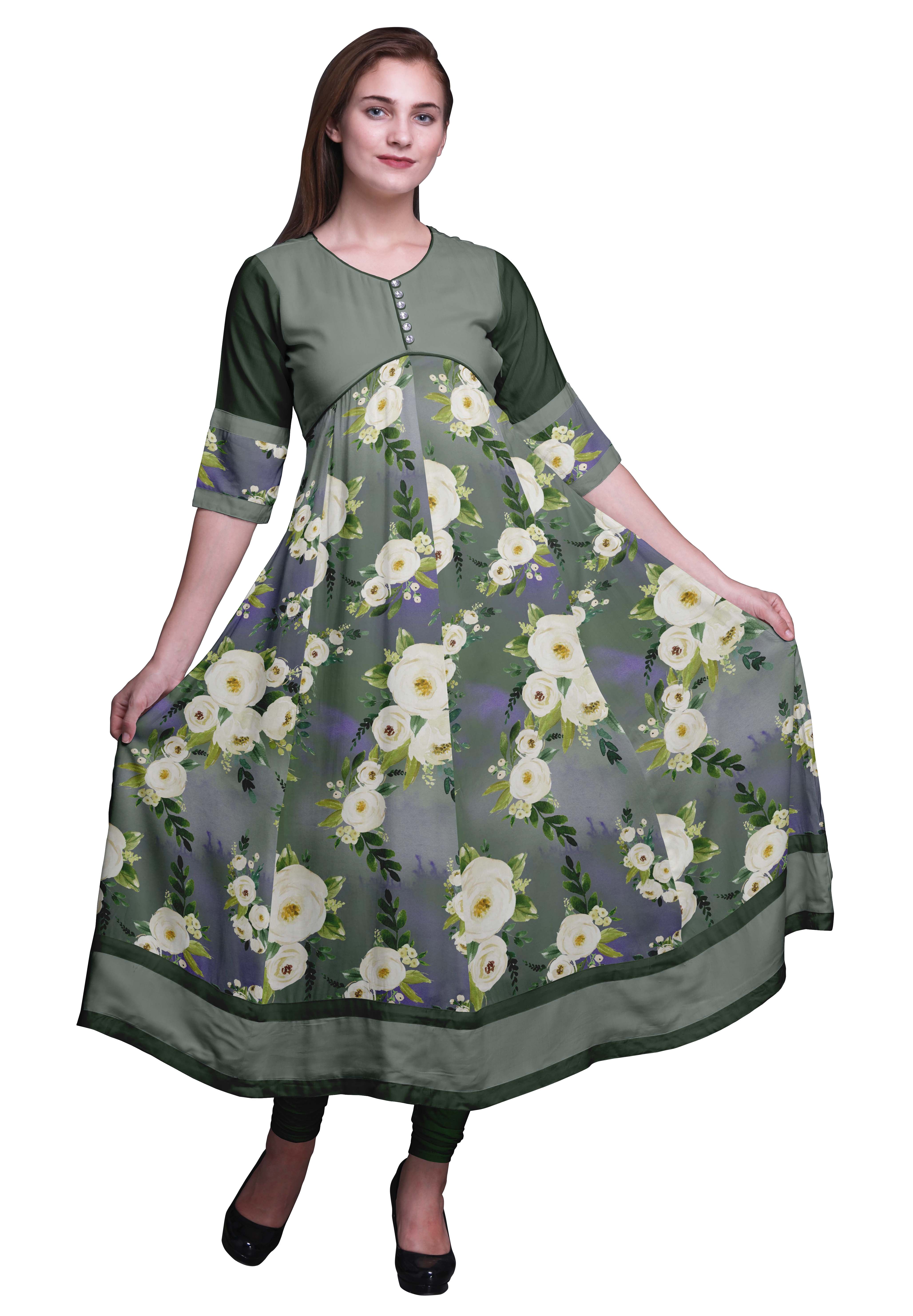 Bimba A Line Indian Kurti Printed Anarkali For Women Tunic Ethnic Kurti