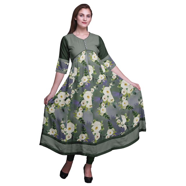 Bimba Kurti Indienne Ligne A Imprimée Anarkali pour Femmes Tunique Kurti Ethnique