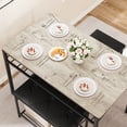thumbnail image 2 of Ensemble de Salle à Manger 4 Pcs Gain de Place – Table Moderne avec Banquette Rembourrée et 2 Tabourets – Cadre Robuste en Bois et Métal, Tablette de Rangement, Idéal pour les Petits Espaces de Repas – Dessus en Chêne Teck + Pattes Noires, 2 of 8