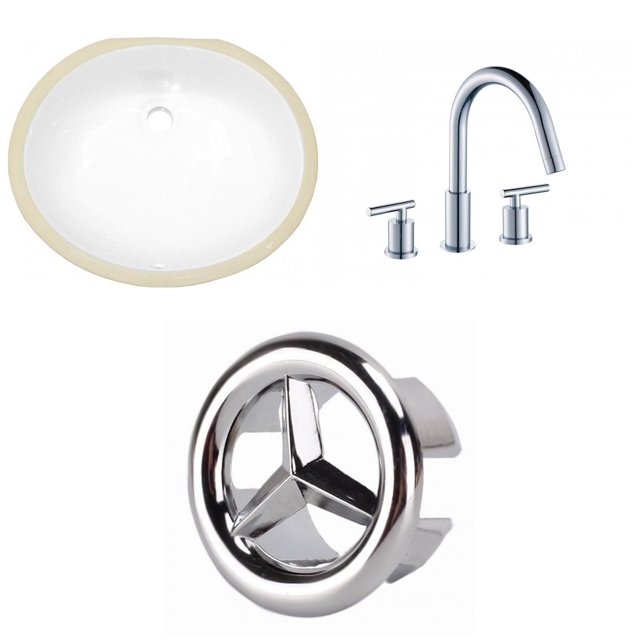 American Imaginations 19.5-in. W CUPC Oval Bathroom Undermount Sink Set In White - Chrome Hardware AI-26836