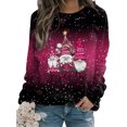 thumbnail image 1 of Bellella Chandails en Molleton de Noël pour Femmes Manches Longues Col Rond Chandail Ample Imprimé Père Noël Rose Rouge 2TG, 1 of 2