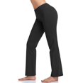 thumbnail image 1 of HISKYWIN Pantalon de Yoga avec Poche Intérieure, Contrôle du Ventre Extensible 4 Directions, Pantalon de Course Long Évasé HF2-Black-TG, 1 of 4