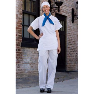 Uncommon Threads 4000-2508 Classic Basic Baggy Chef Pant with 3'' Elastic Waist in White 4XLarge