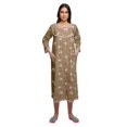 thumbnail image 4 of Moomaya Robe de Nuit Imprimée Longueur Genou en Coton avec Bordure en Dentelle Manches 3/4 pour Femmes, 4 of 5
