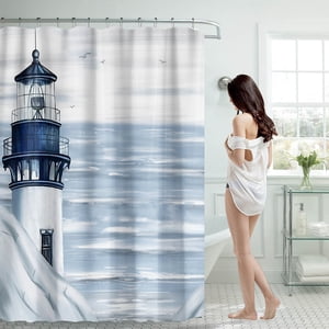 Shower Curtain 70 Inch with 12 Hooks for Bathroom Durable Machine Washable Heavy-Duty Privacy Curtain