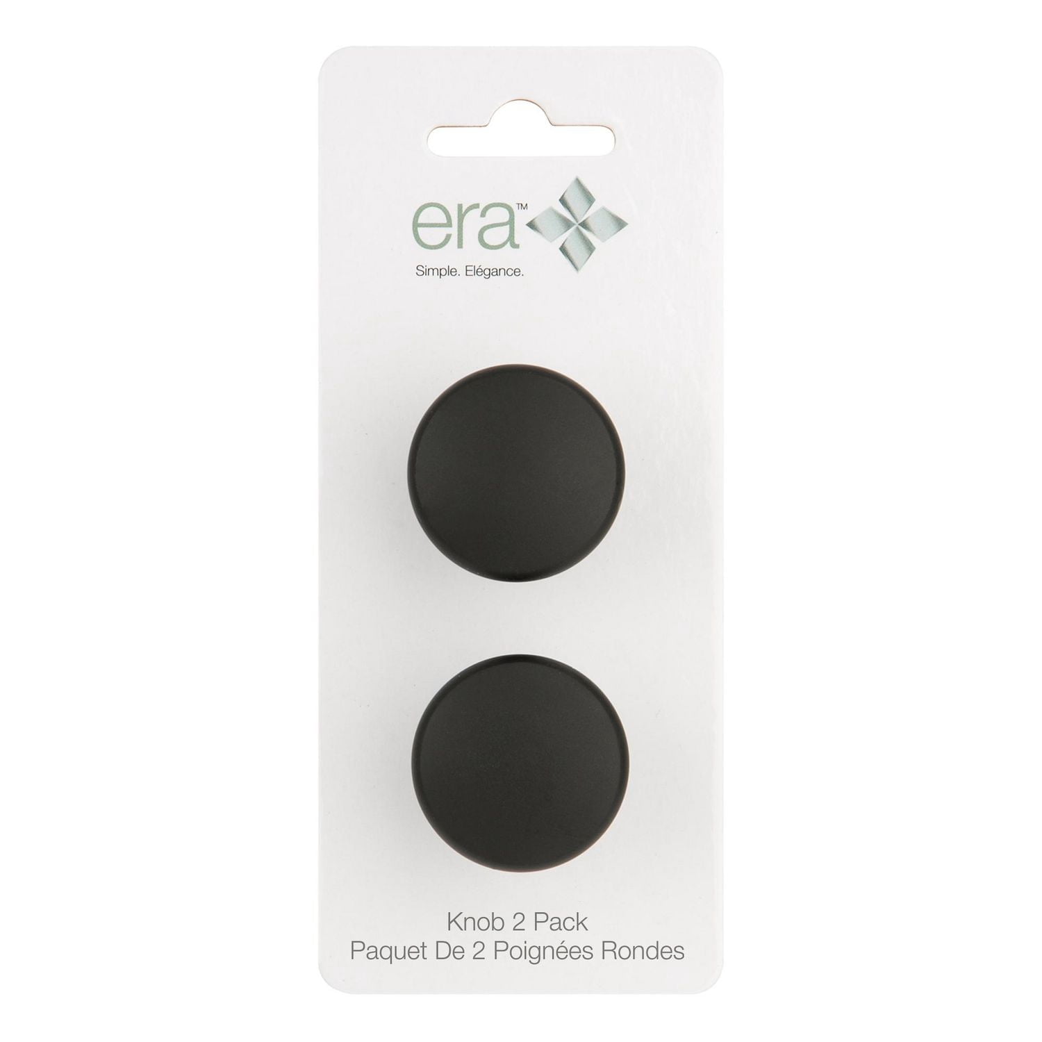 Era Simple Round Metal Knob, Matte Black, Knobs w/Screws for Kitchen Drawer Cabinet Door 2-Pack