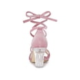thumbnail image 2 of BLISSFUL STEP Edition Women Velvet Lace-Up Clear Block Heel Sandals Silky Pink 7, 2 of 8