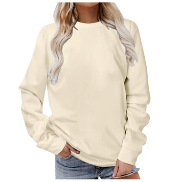 Bmisegm Womens Solid Sweatshirt Oversized Sweatshirts Crewneck Long Sleeve Pullover Casual Sweatshirts for Women Khaki XL