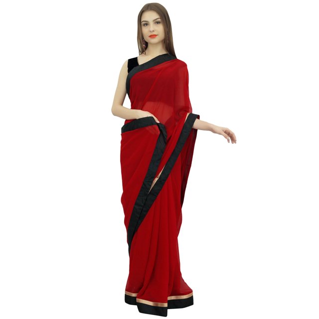 Atasi Blouse pour Femme Unie Bordeaux Indienne de Designer en Georgette Saree avec Pièce