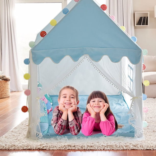 Tente GENERIQUE Filles château de princesse Tente pour enfants mignon Rose + Lumière LED Colorée -sans batterie