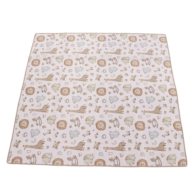 Highchair Floor Mat, Waterproof Food Spill Mess Mat Portable Soft Washable Cartoon Polyester Cute for Picnic for Baby