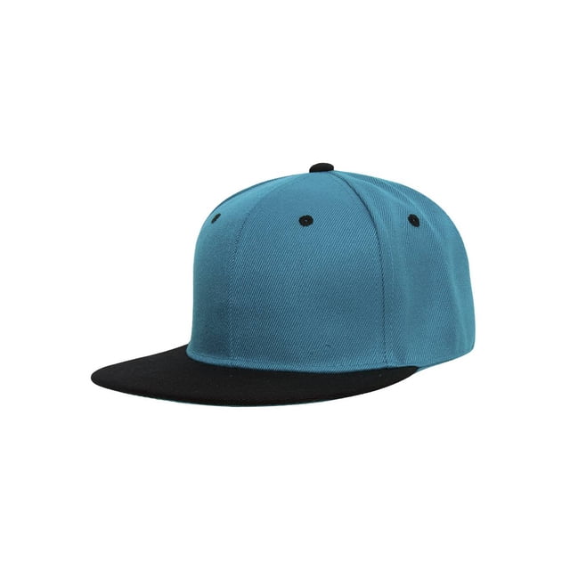 Top Headwear Flat Bill Adjustable Snapback Cap - Turqouise/Black