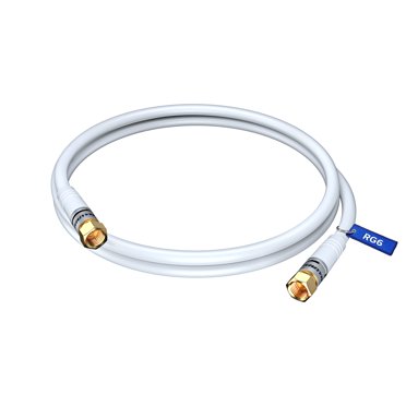 Coaxial Cable 1.5 ft Triple Shield - RG6 Coax Cable, TV Cable for Digital TV Aerial, Satellite Cable - Cable Cord Cable Wire- with Gold Plated F Connectors - White, 1.5 Feet