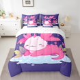 thumbnail image 2 of YST Kids Cute Axolotl Comforter Set, Cartoon Salamander Floral Leaves, Polyester, Queen (7 Count), 2 of 4