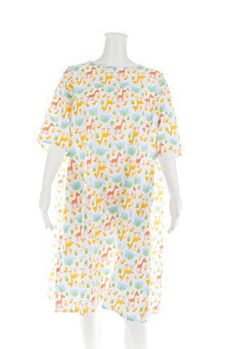 Women's Adaptive Flannel Backwrap Gown (X-Large, Happy & Fun Prints - 08)