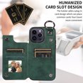 thumbnail image 4 of Premium iPhone 15/14/13/12/11 Pro Max Wallet Case - Ring Buckle Design, Multi-Card Slots, Faux Leather, Double Magnetic Closure, Shockproof Kickstand Cover with Anti-Slip Grip, 4 of 5