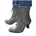 thumbnail image 4 of LSLJS Bottes à Talons Hauts Jusqu'au Genou pour Femmes, Bottes Unies à Lacets pour Femmes, Bottillons à Bout Rond, Bottes à Talon Moyen, Chaussures, Bottes Jusqu'au Genou pour Femmes, 4 of 4