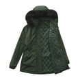 thumbnail image 4 of Women's Solid Mid Length Jacket With Large Collar And Warm Winter Coat,Size:XL, 4 of 6