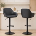 thumbnail image 2 of HOMCOM Adjustable Bar Stools Set of 2, Swivel Barstool W/ Footrest Black, 2 of 10