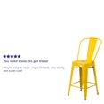 thumbnail image 2 of Commercial Grade 4 Pack 24" High Yellow Metal Indoor-Outdoor Counter Height Stool with Back, 2 of 9