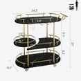 thumbnail image 2 of Garvee Bar Serving Cart with 3 Tier Storage Shelves, Wine Rack, Glass Holder, Golden and Black, 2 of 11