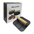 thumbnail image 2 of Oleegame Rouleau de Papier d'Aluminium 2 Pcs Hamburger Rond 6,3 Po avec Poignée en Bois Résistante à la Chaleur Gril en Métal pour BBQ Hamburger Viande Sandwish Accessoire de Steak pour Dessus Plat Gr Noir, 2 of 9