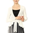 thumbnail image 1 of Allegra K Women's Dressy Cardigan Sweaters Tie Front Draped Ruffle Knit Cardigans XS White, 1 of 8