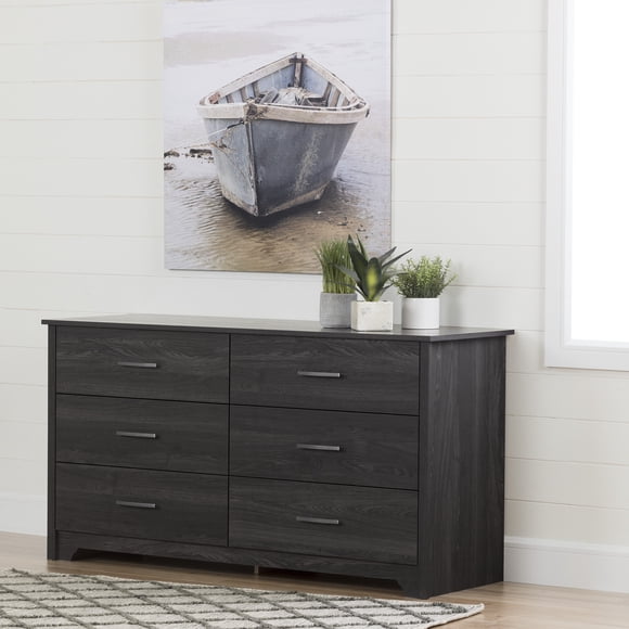 Commode 6 tiroirs pour Adulte, fini Chêne gris, collection Fusion de Meubles South Shore