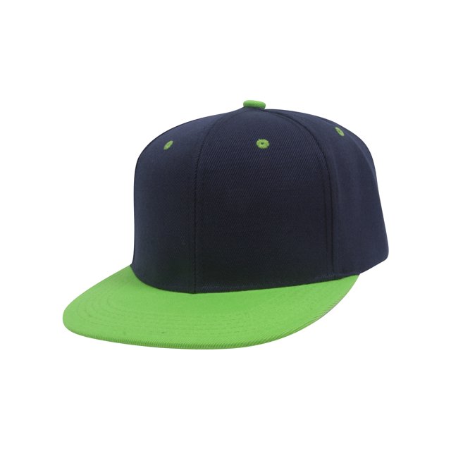 Top Headwear Flat Bill Adjustable Snapback Cap - Navy/Green