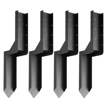 KFFKFF Trousse de Support pour Poteau de Clôture, 4 Unités, Diamètre Intérieur 3,5 X 3,5 Po, Piquets en Acier Durables pour Raccommoder les Poteaux en Bois Appuyés Ou Endommagés, Pointe d'Ancrage au Sol pour Enceinte Complète