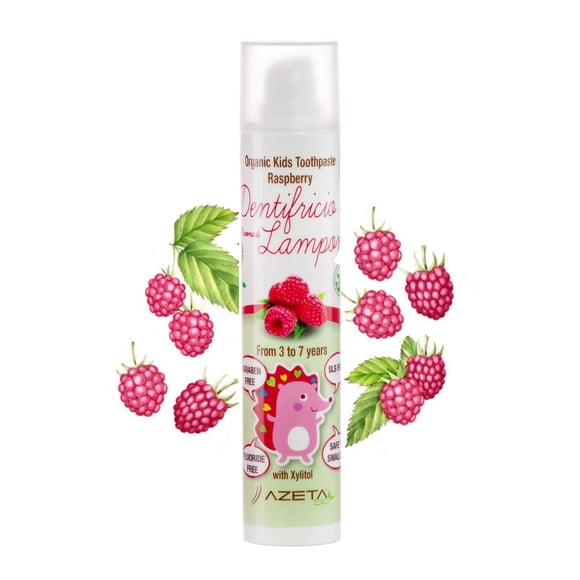 2 Certified Organic Kids Toothpaste | 3-7 years | BPA Free | Toxic FREE | Non GMO | Safe to Swallow | Fluoride Free | Paraben Free | Raspberry | SET OF 2 |(50 ml each)