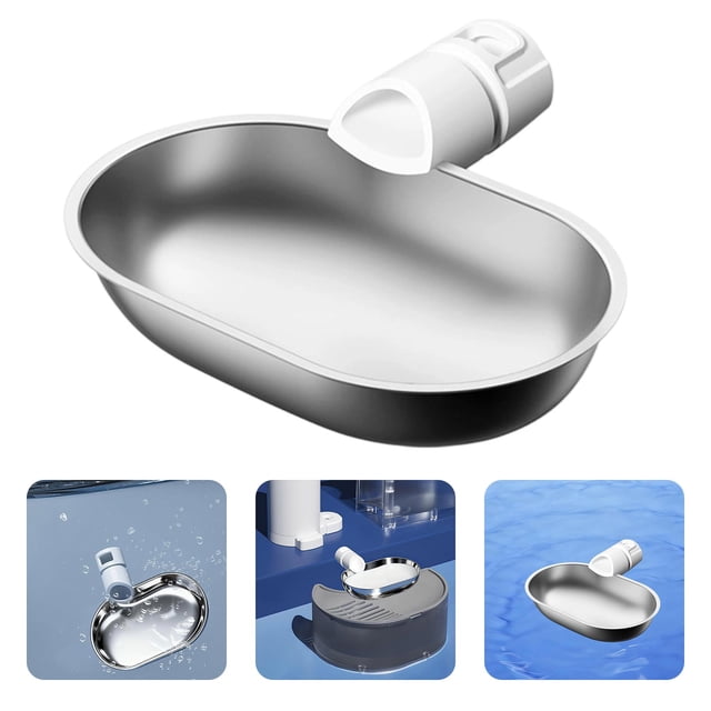 Accessoire de Distributeur d'Eau Bol en Acier Inoxydable pour Systèmes de Réservoir Intelligents Style Eau et Inclinaison Construction Durable Fini Lisse Facile à Nettoyer Intérieur Extérieur Mise en Forme Solution d'Hydratation pour Animaux