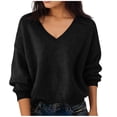 thumbnail image 2 of BLVB Chandails Chauds pour Femmes Col en V Classique Doux Chandail Confortable Ample Décontracté Manches Longues Automne Hiver, 2 of 5