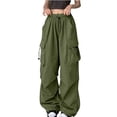 thumbnail image 2 of LSLJS Women's Casual Pants Cowboy Pocket Straight Cylinder Overalls Solid Color, 2 of 6