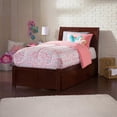 thumbnail image 2 of Portland Twin XL Wood Platform Bed with Footboard & Storage Drawers in Walnut, 2 of 8