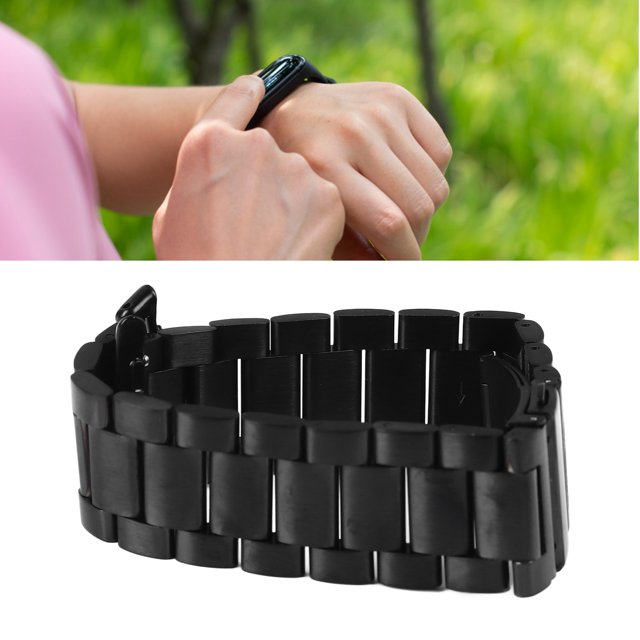 Bracelet de Montre Intelligente de Remplacement Double Bouton-Pression 3 Perles en Acier Inoxydable pour Mi Band 8 Pro