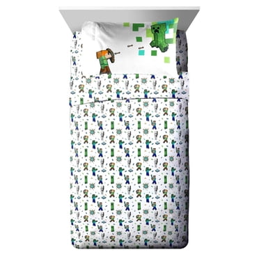 Minecraft Kids' 3-Piece Twin Sheet Set, 100% Polyester