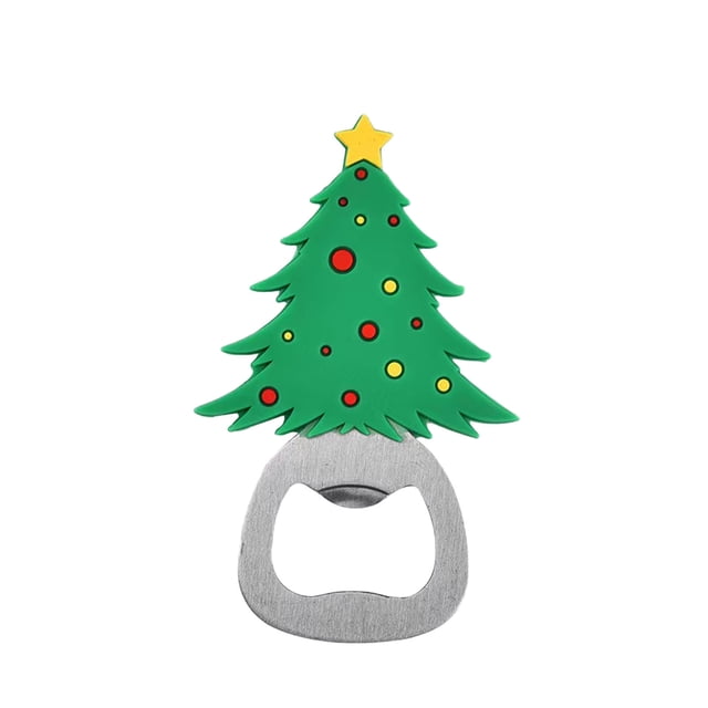 Cartoon Christmas Beer Bottle Opener Magnetic Refrigerator Sticker Household Tool with Festive Design & Stainless Steel