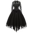 thumbnail image 2 of Ketyyh-chn99 Robes Élégantes pour Femmes Femme Robe de Soirée Élégante Manche à Volants Jupe Évasée à Étages Mini Robe Noir,P, 2 of 4